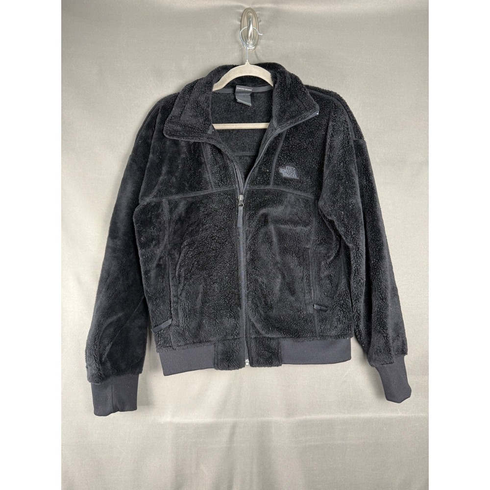 The North Face Fleece Jacket Womens S Black Full Zip Sherpa Mock Neck Logo